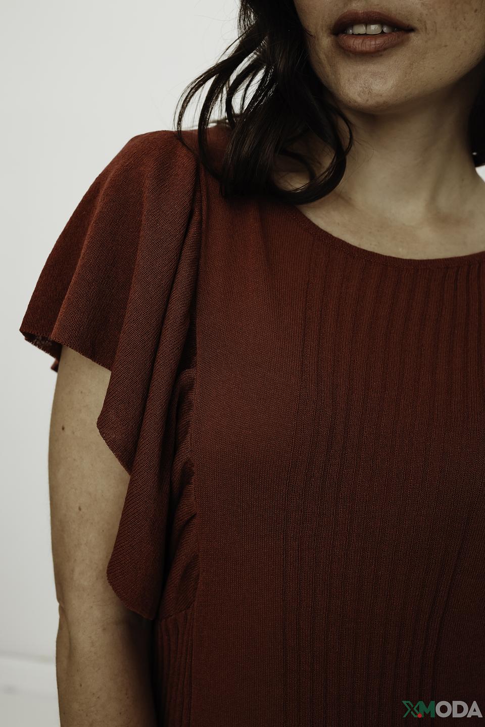 Джемпер Manila Grace терракотовый с воланами