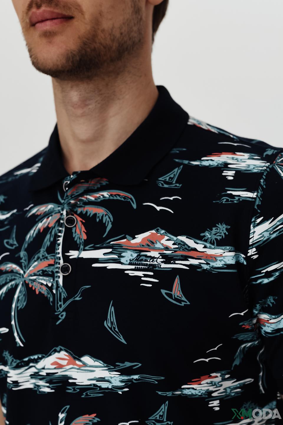 Поло Monte Carlo с тропическим принтом