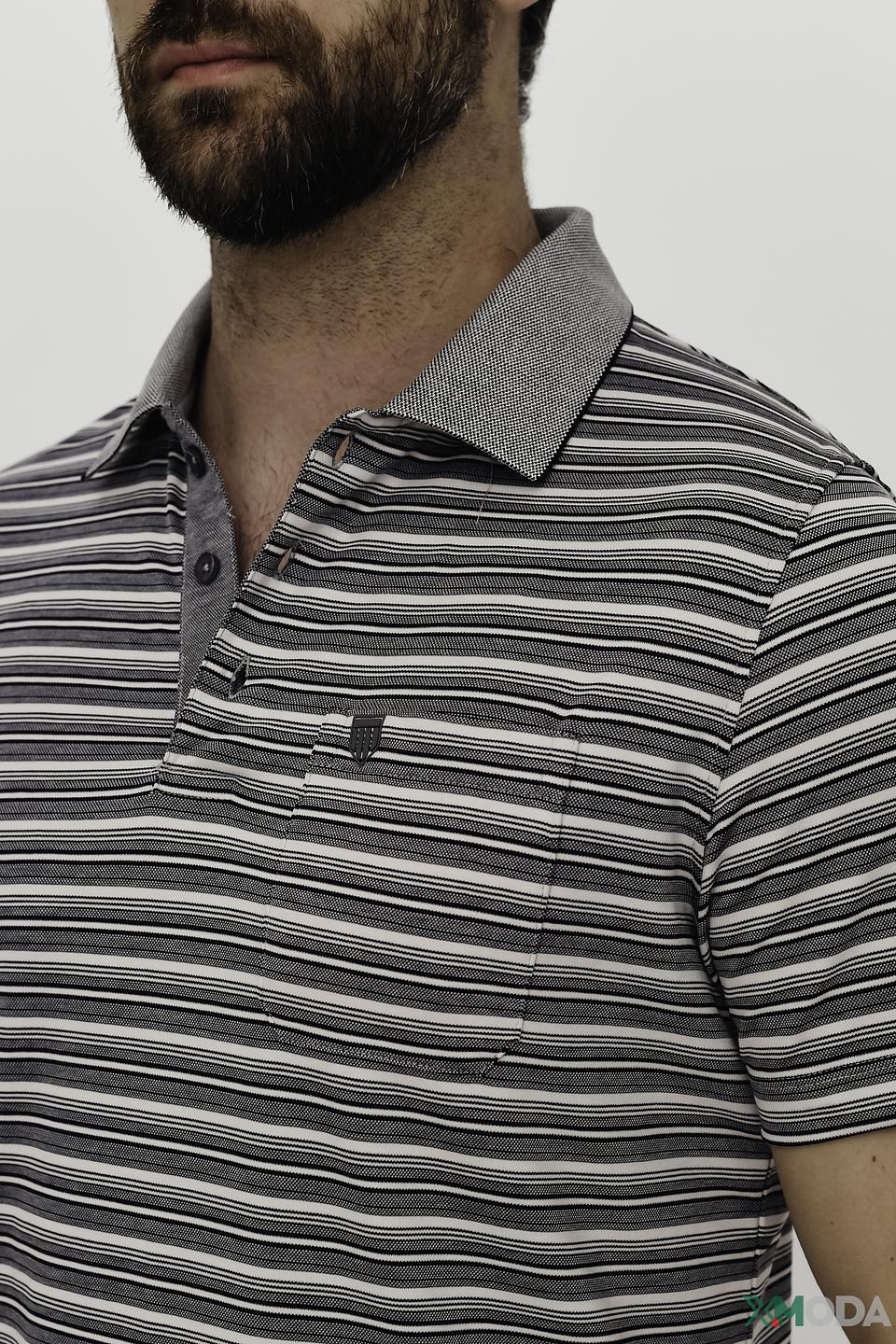 Поло Basefield в полоску серый