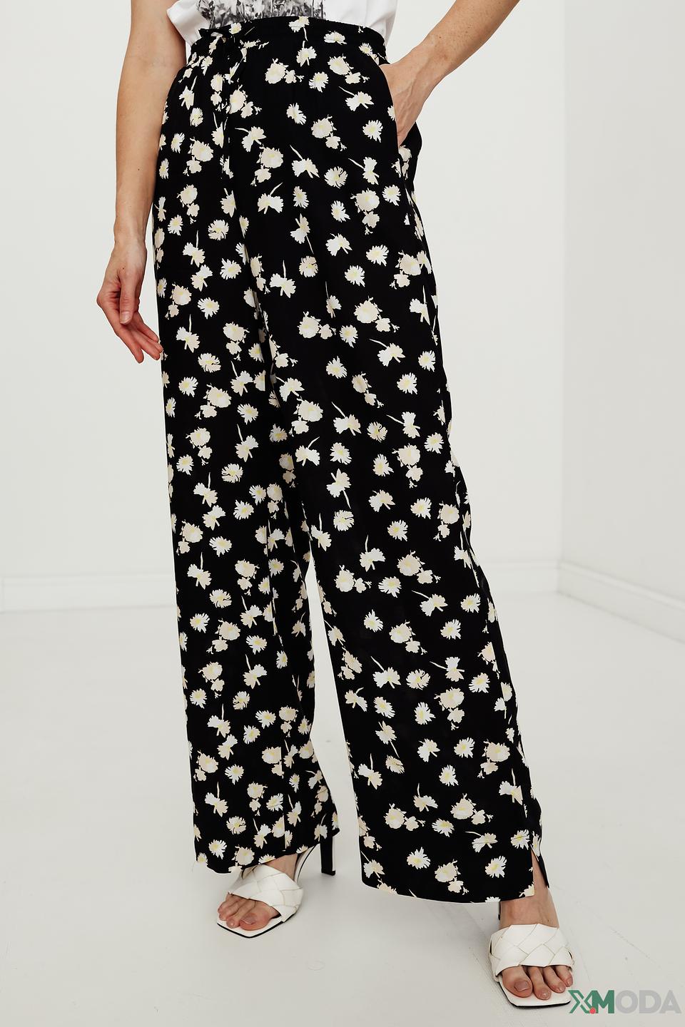 Брюки Taifun с ромашками чёрные