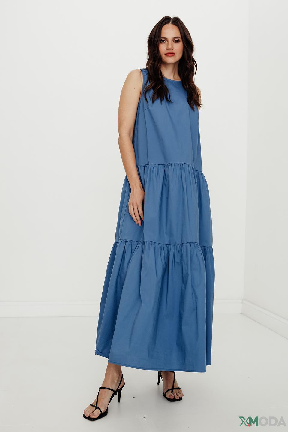 Платье Oui хлопковое голубое