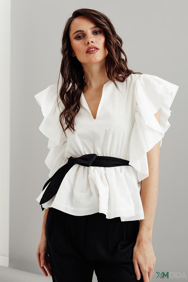 Блуза Kaos с воланами белая