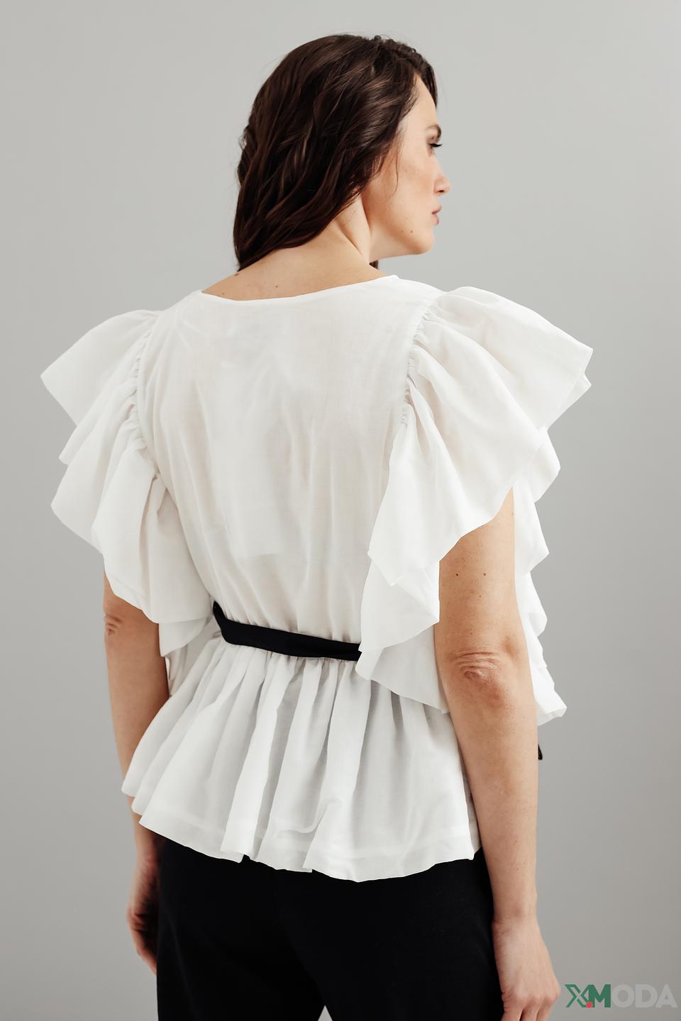 Блуза Kaos с воланами белая