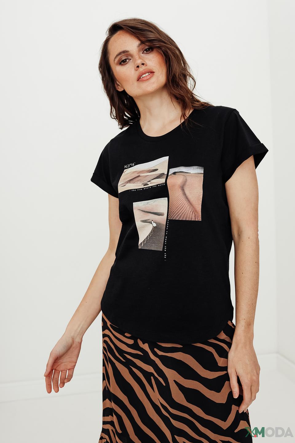 Футболка Taifun с принтом чёрная