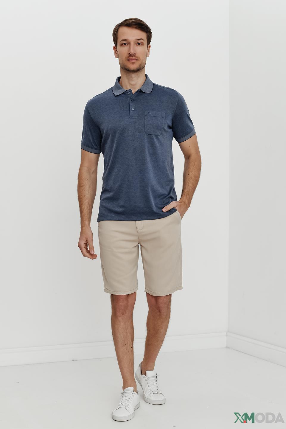 Поло Basefield мужское синее с меланжем