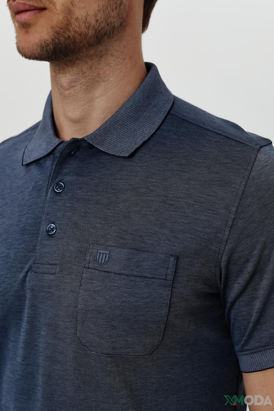 Поло Basefield мужское синее с меланжем