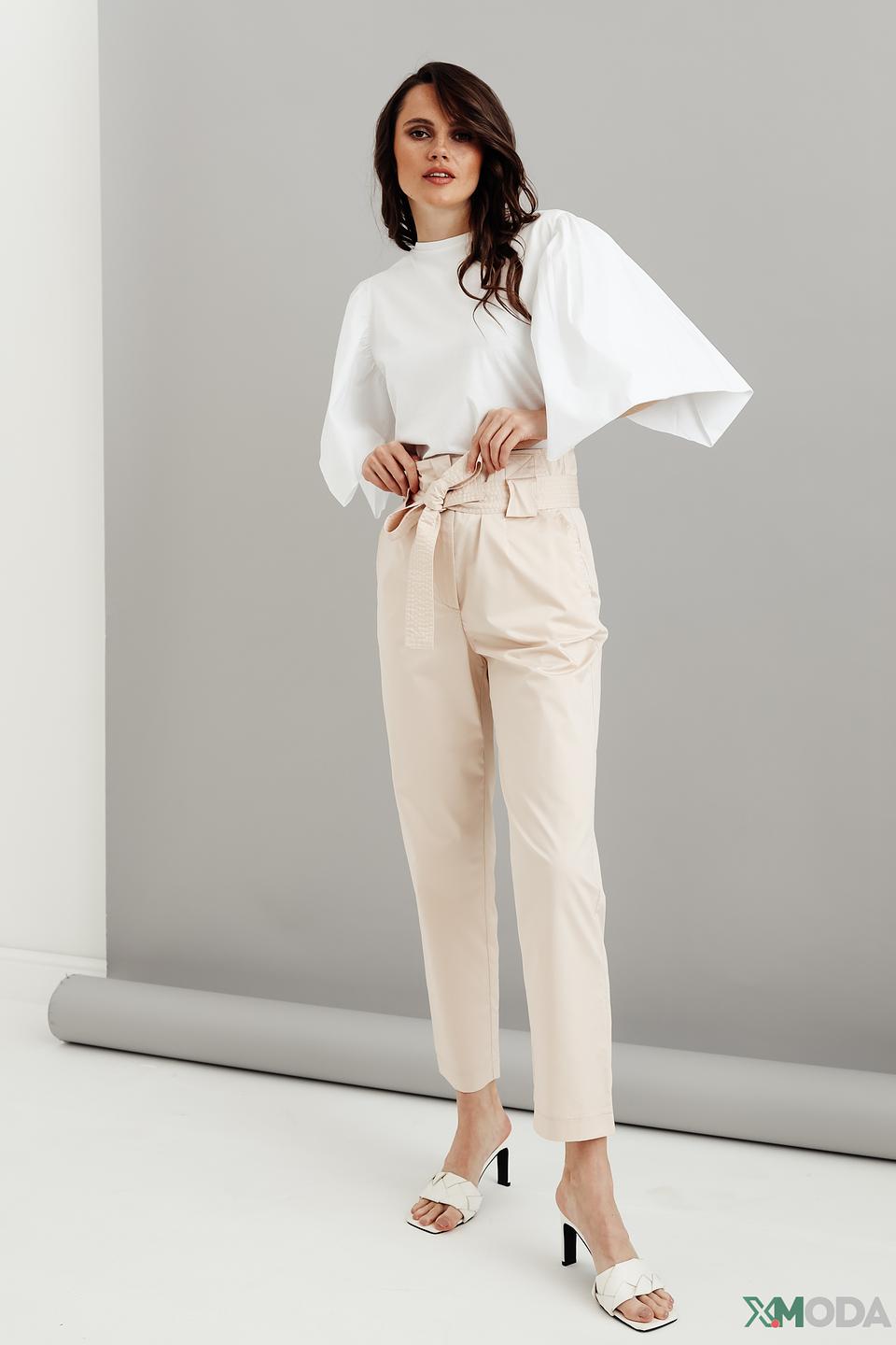 Брюки Kaos бежевые с поясом