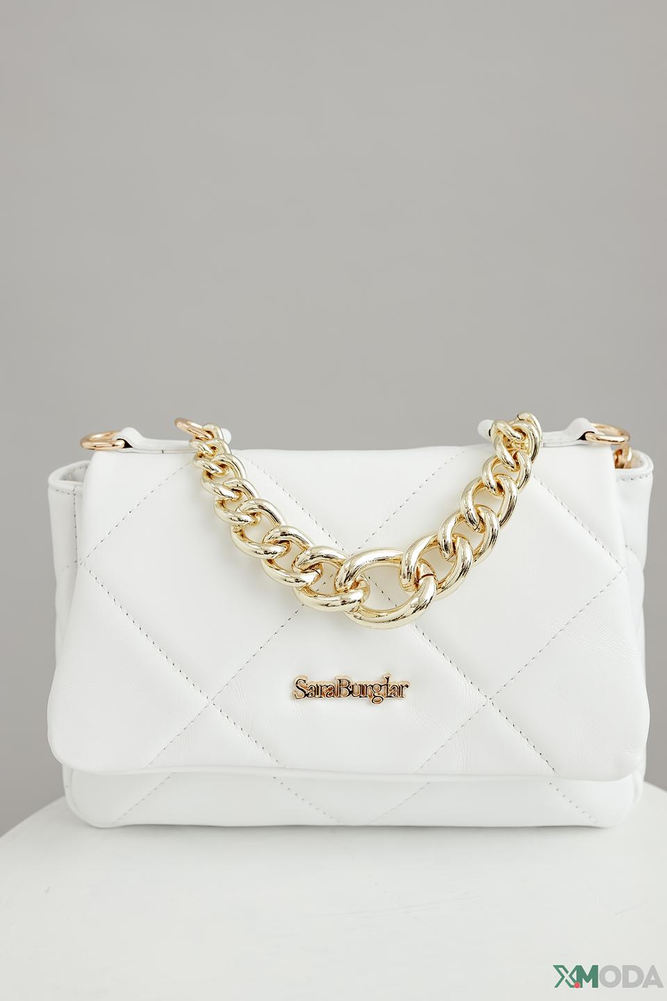 Сумка Sara Burglar жен. белая с цепью
