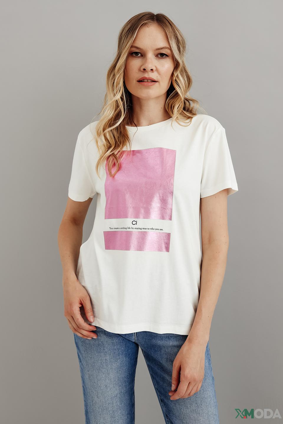 Футболка Comma с розовым принтом