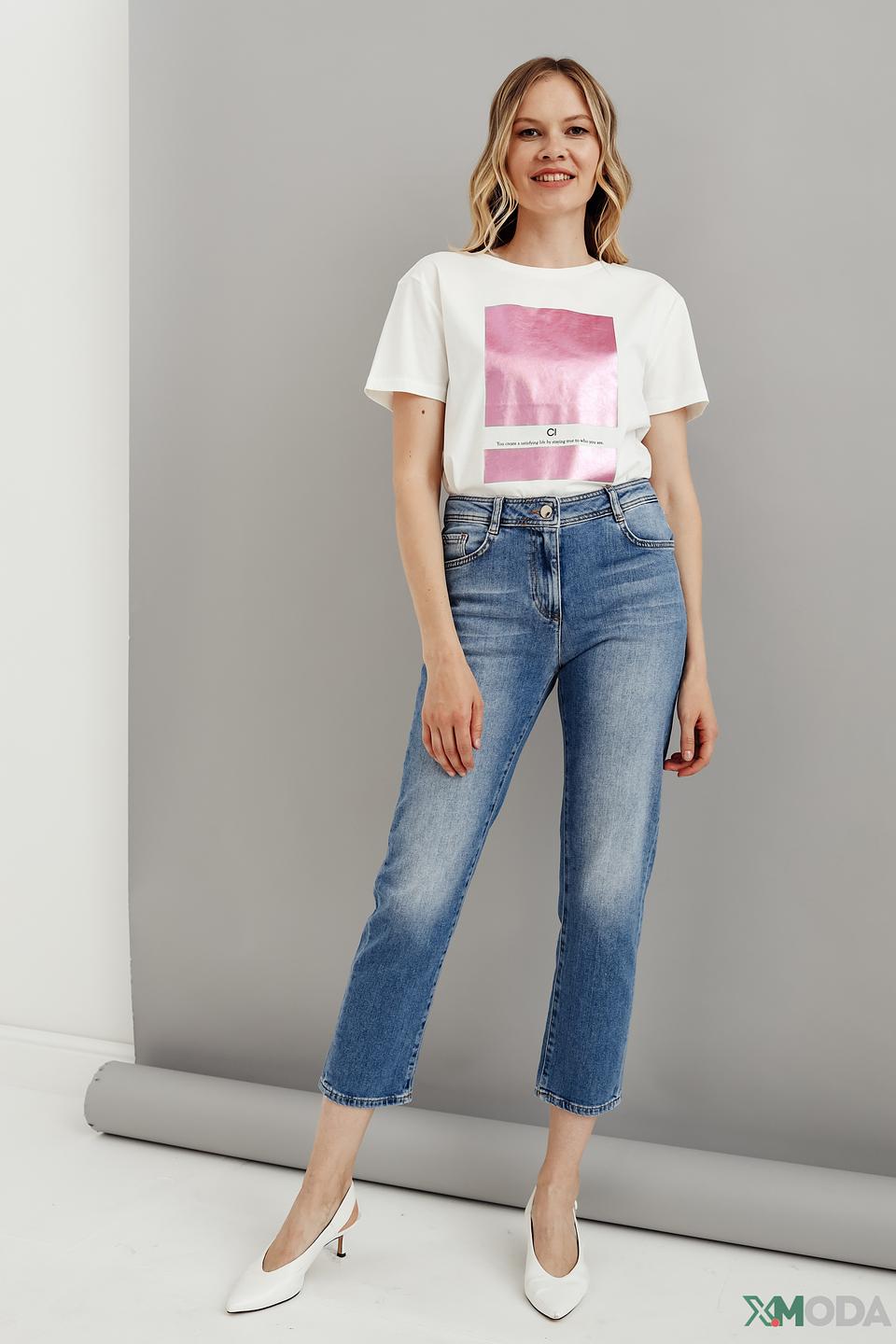 Футболка Comma с розовым принтом