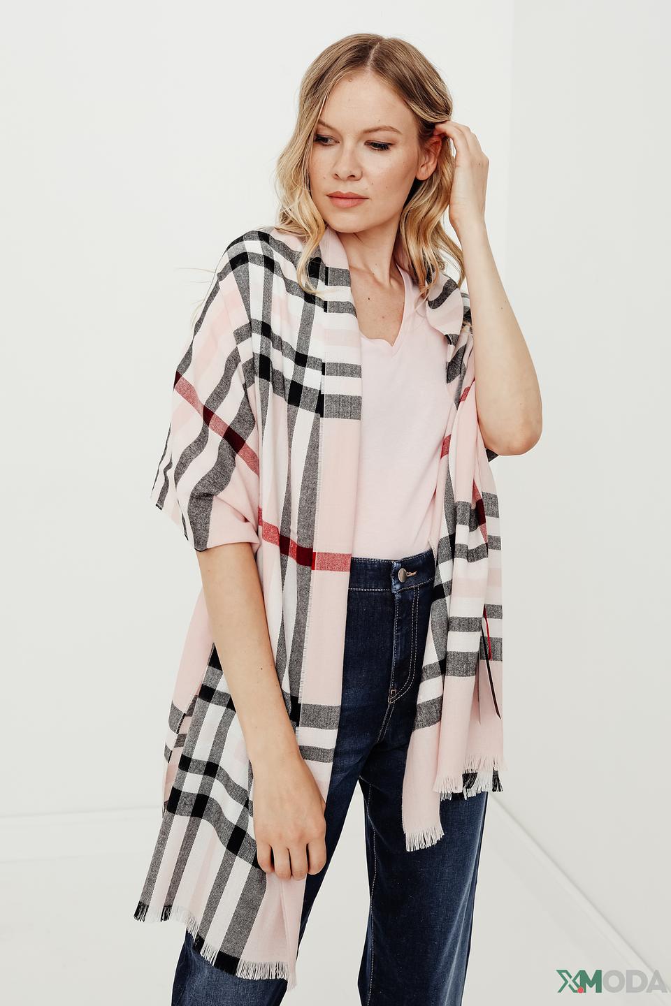 Шарф Fraas в клетку розовый