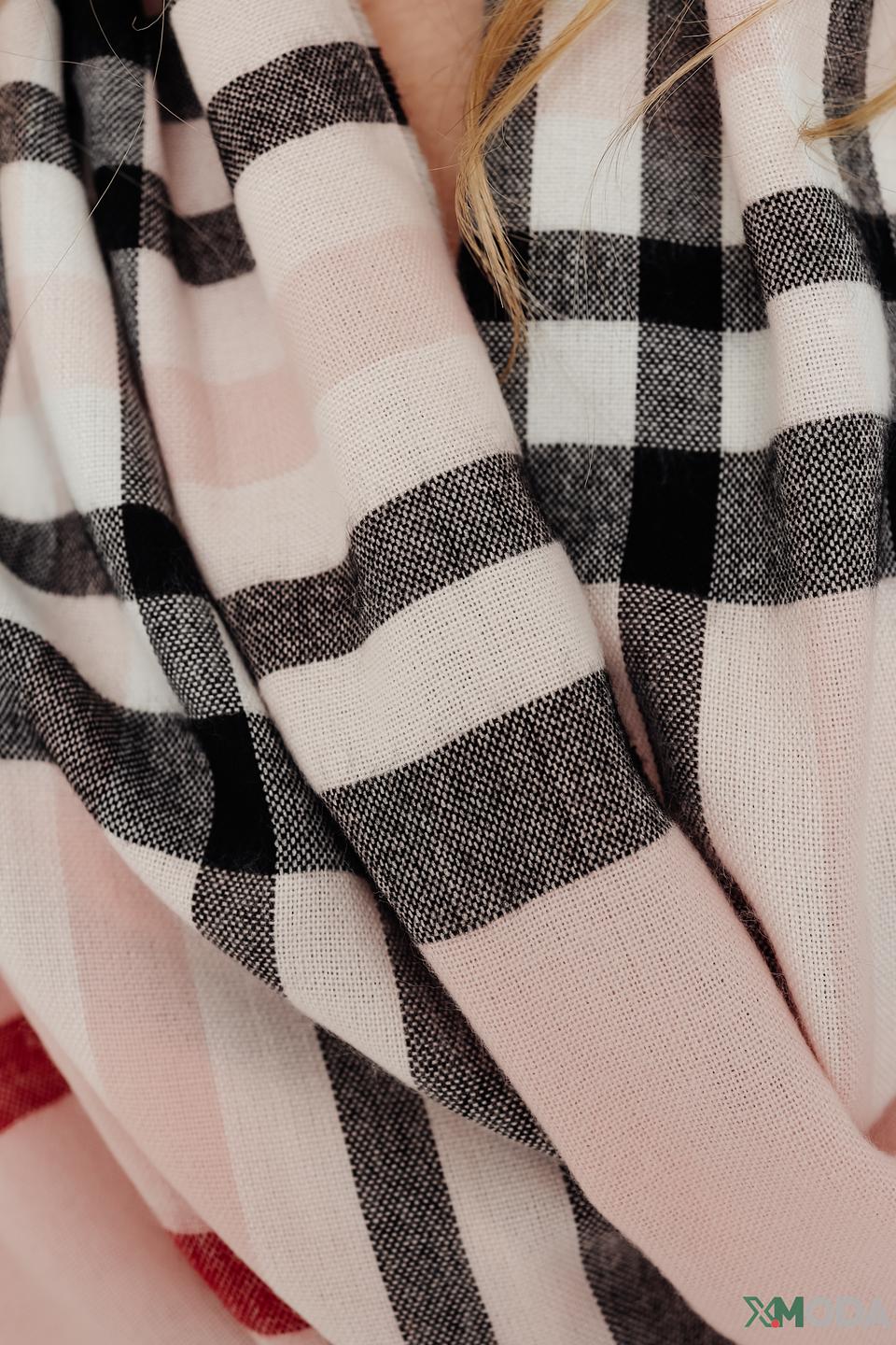 Шарф Fraas в клетку розовый