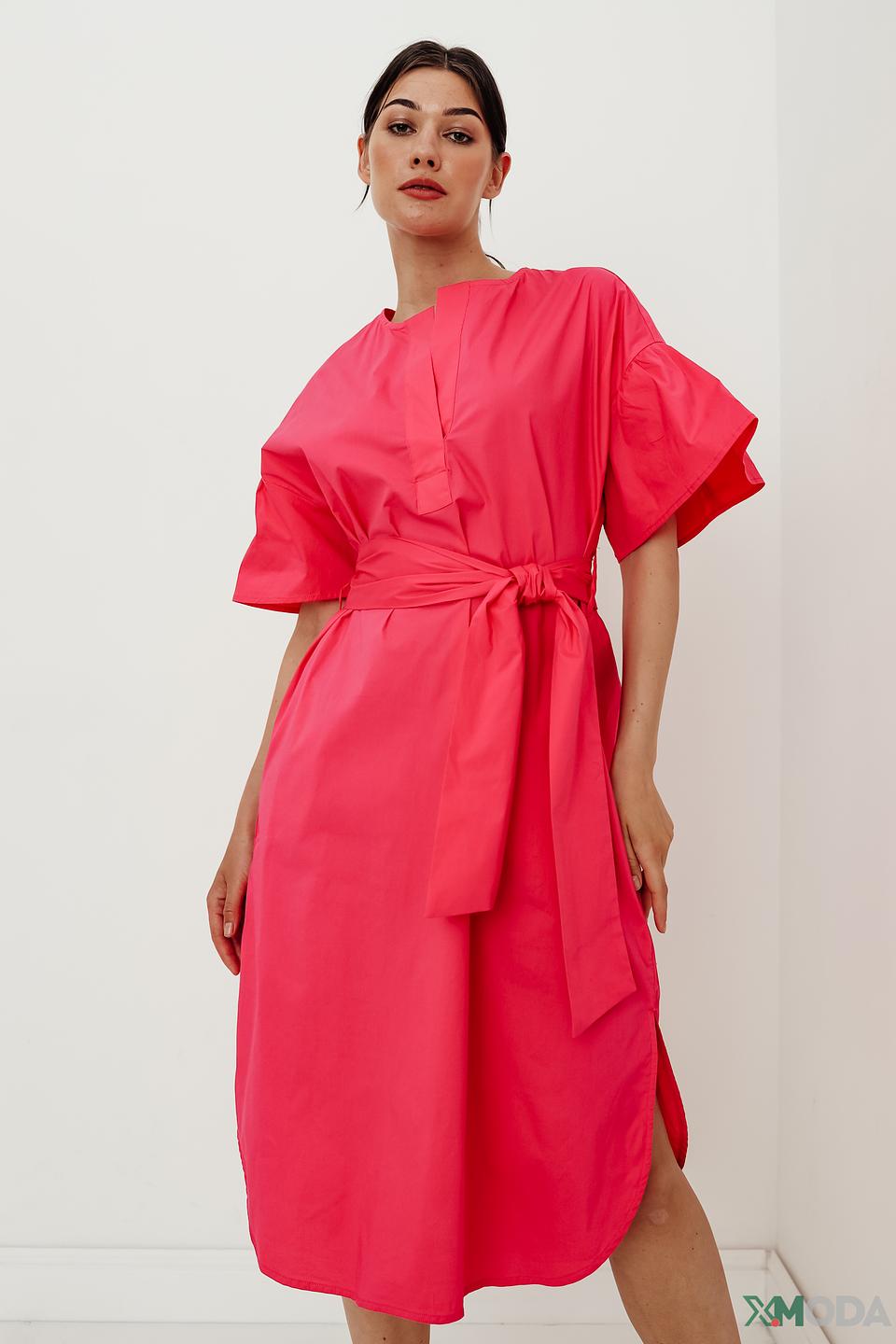 Платье Oui с рукавами-фонариками фуксия