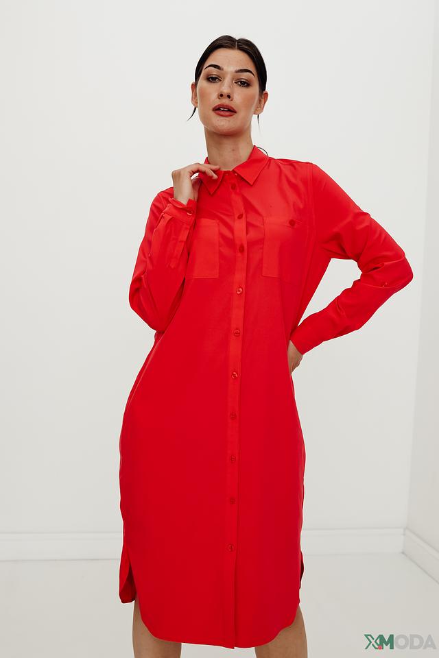 Платье-рубашка Olsen красное