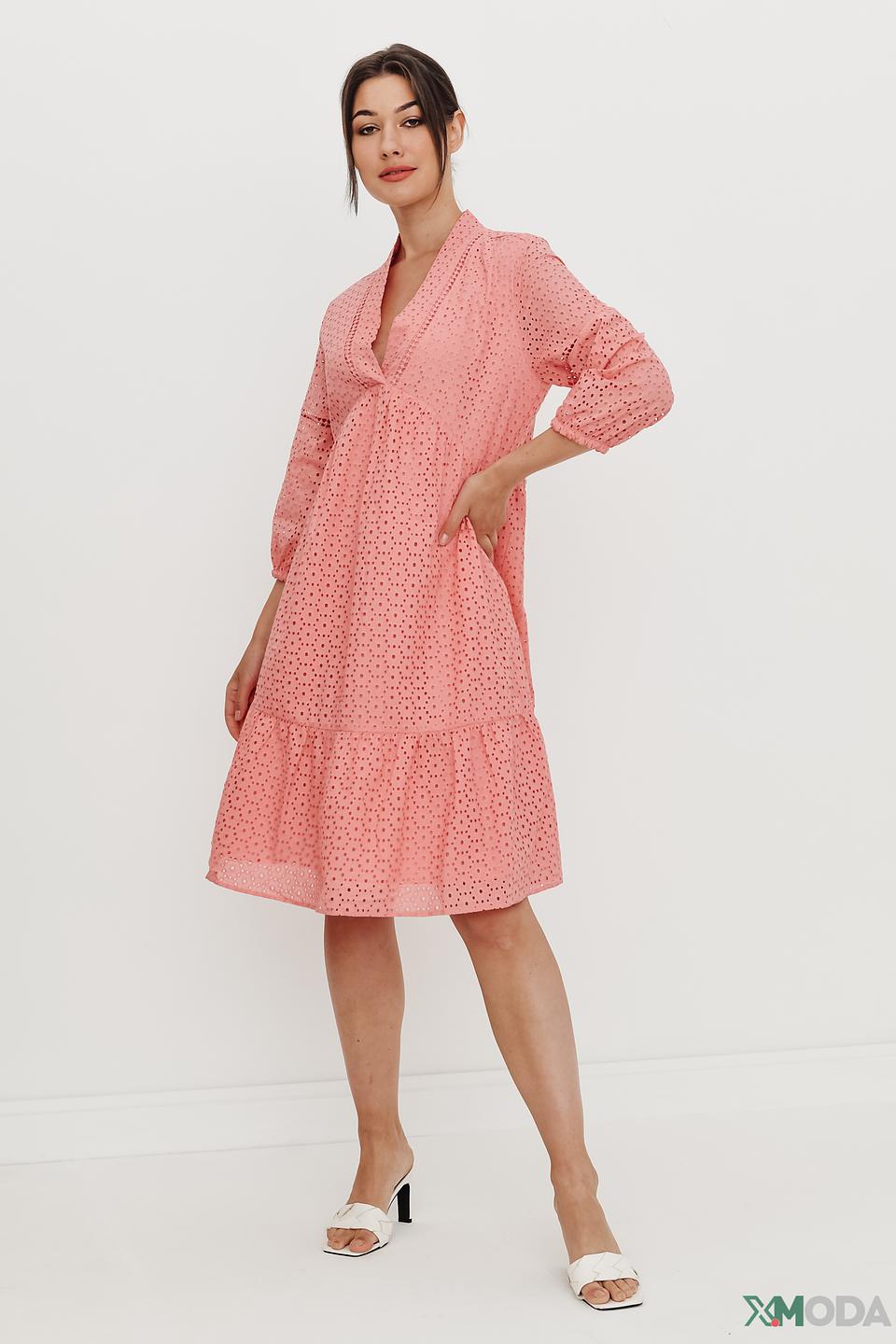 Платье Olsen персиковое с вышивкой