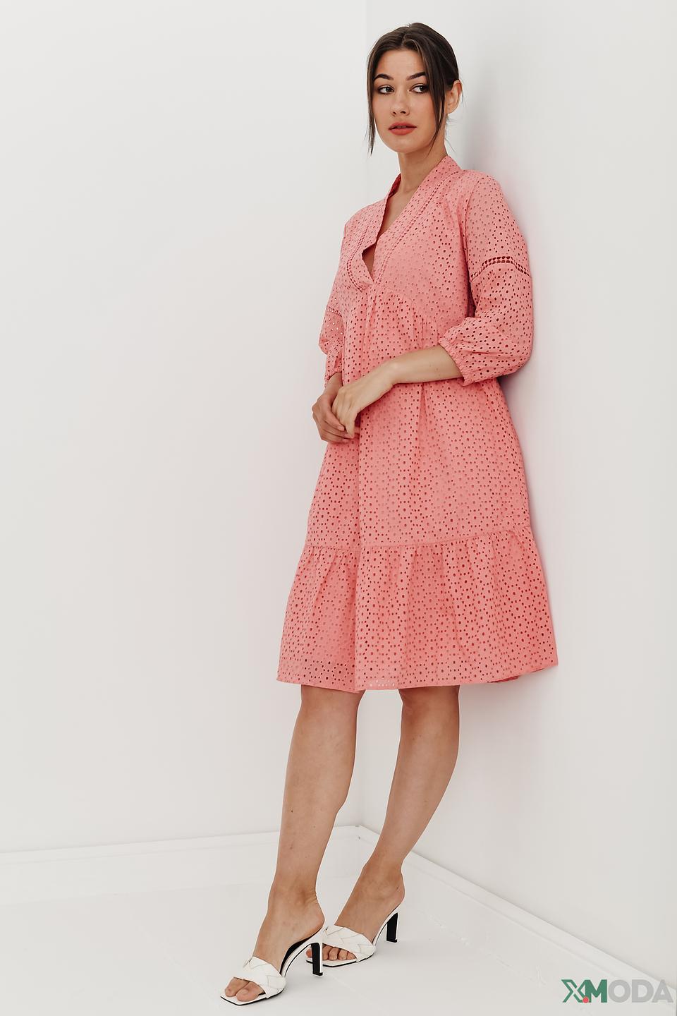 Платье Olsen персиковое с вышивкой