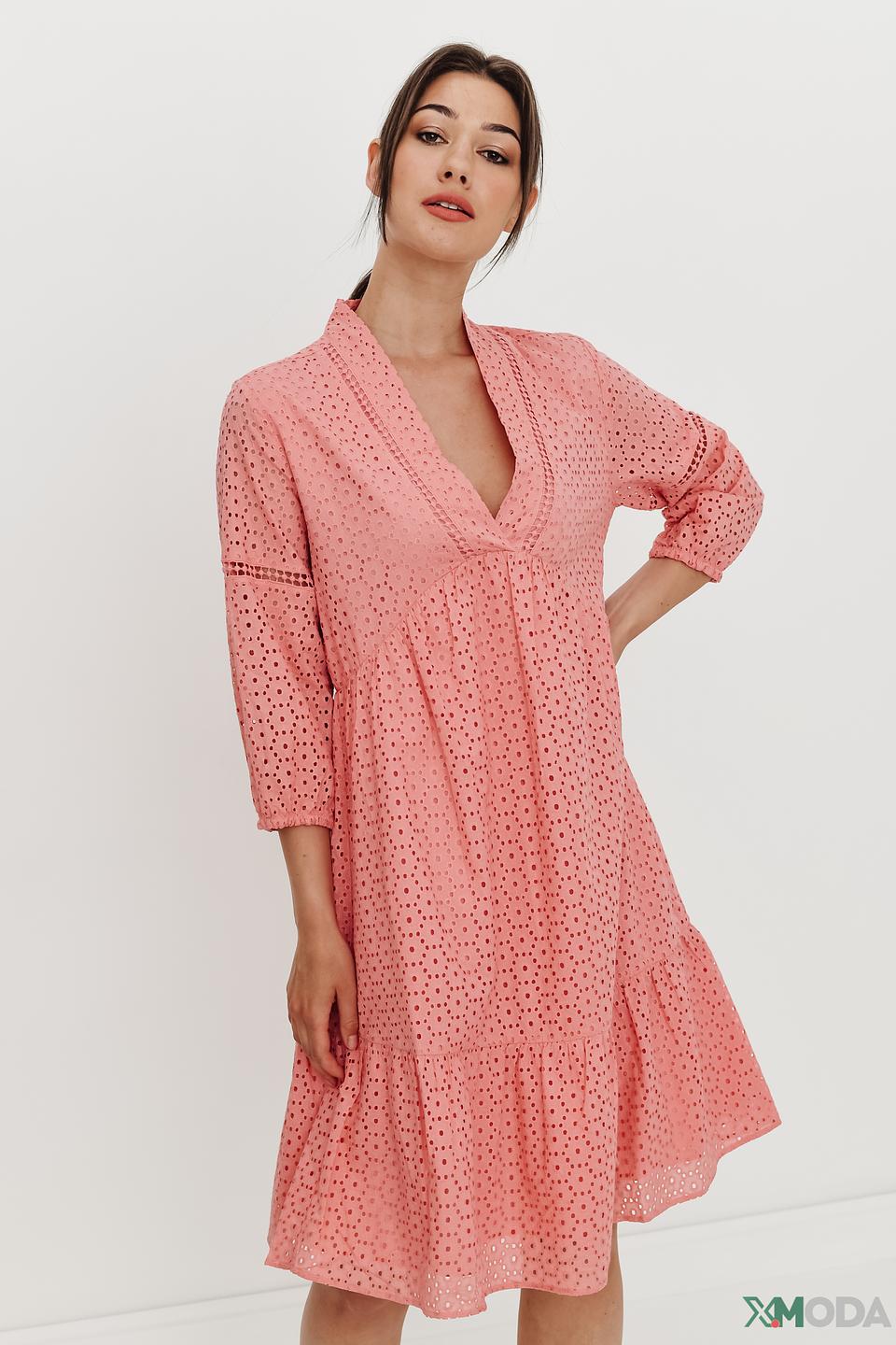 Платье Olsen персиковое с вышивкой