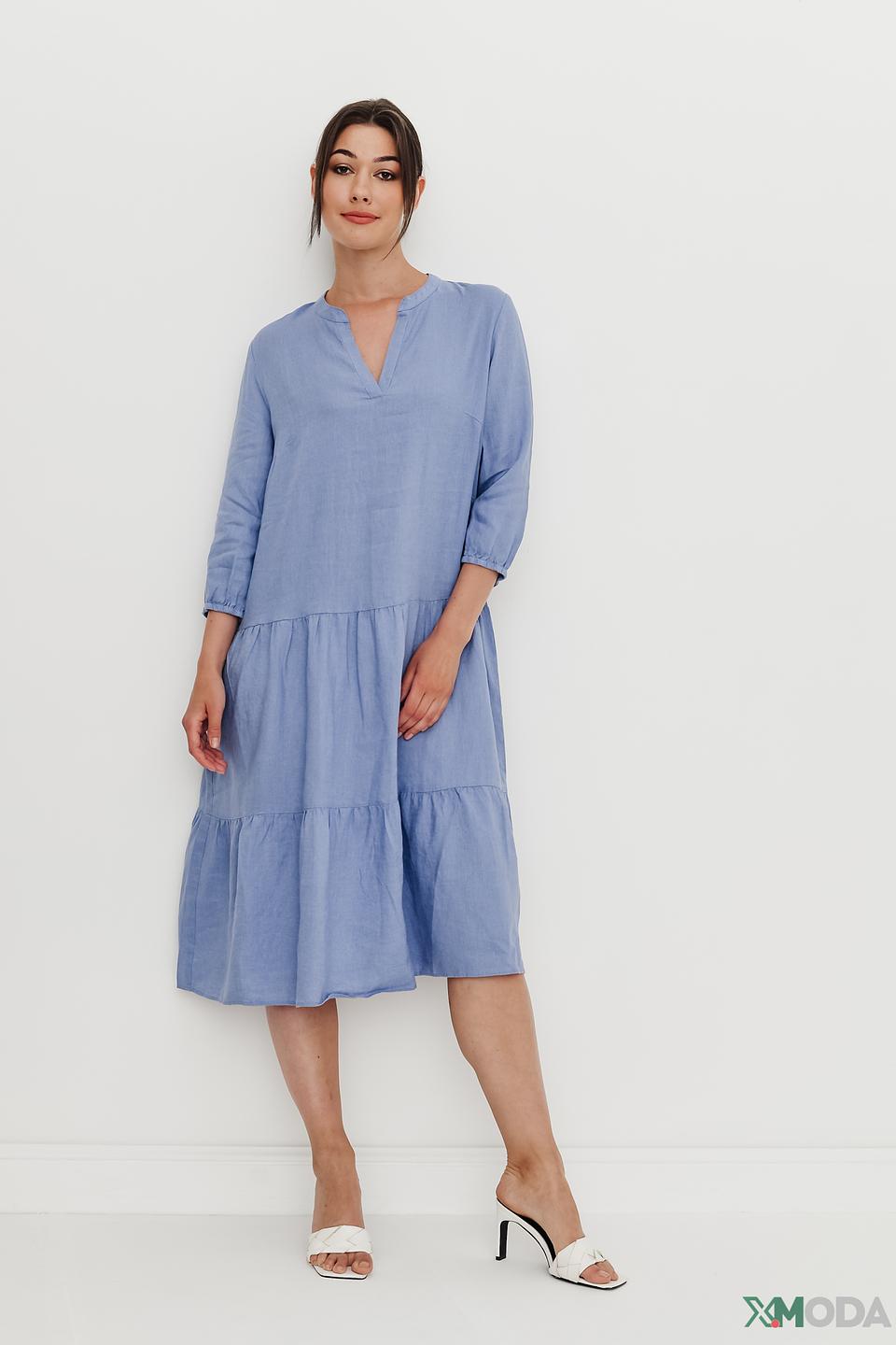 Платье Olsen льняное голубое