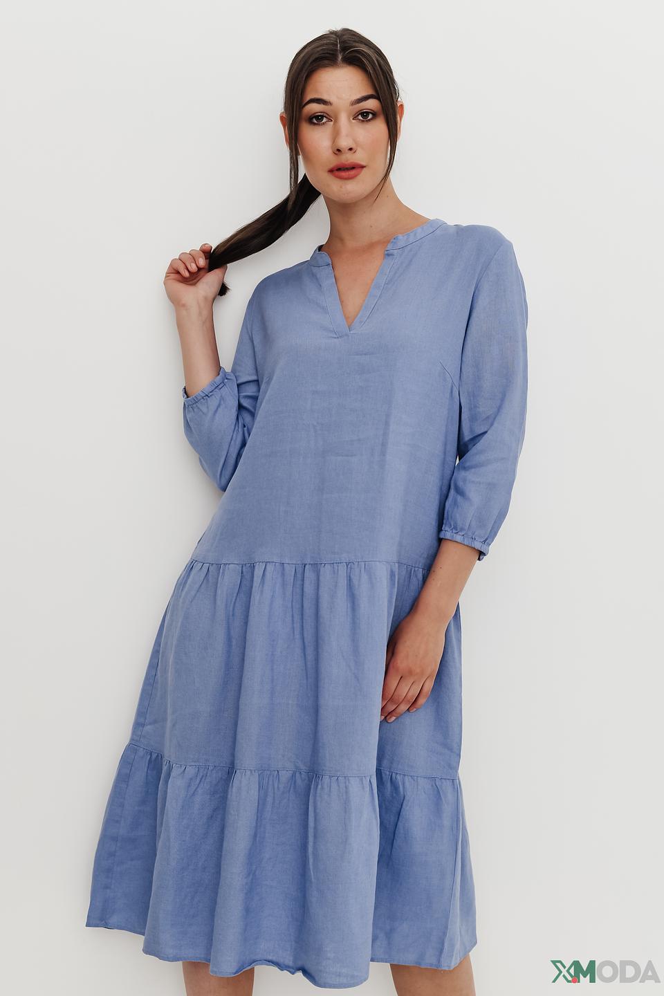 Платье Olsen льняное голубое