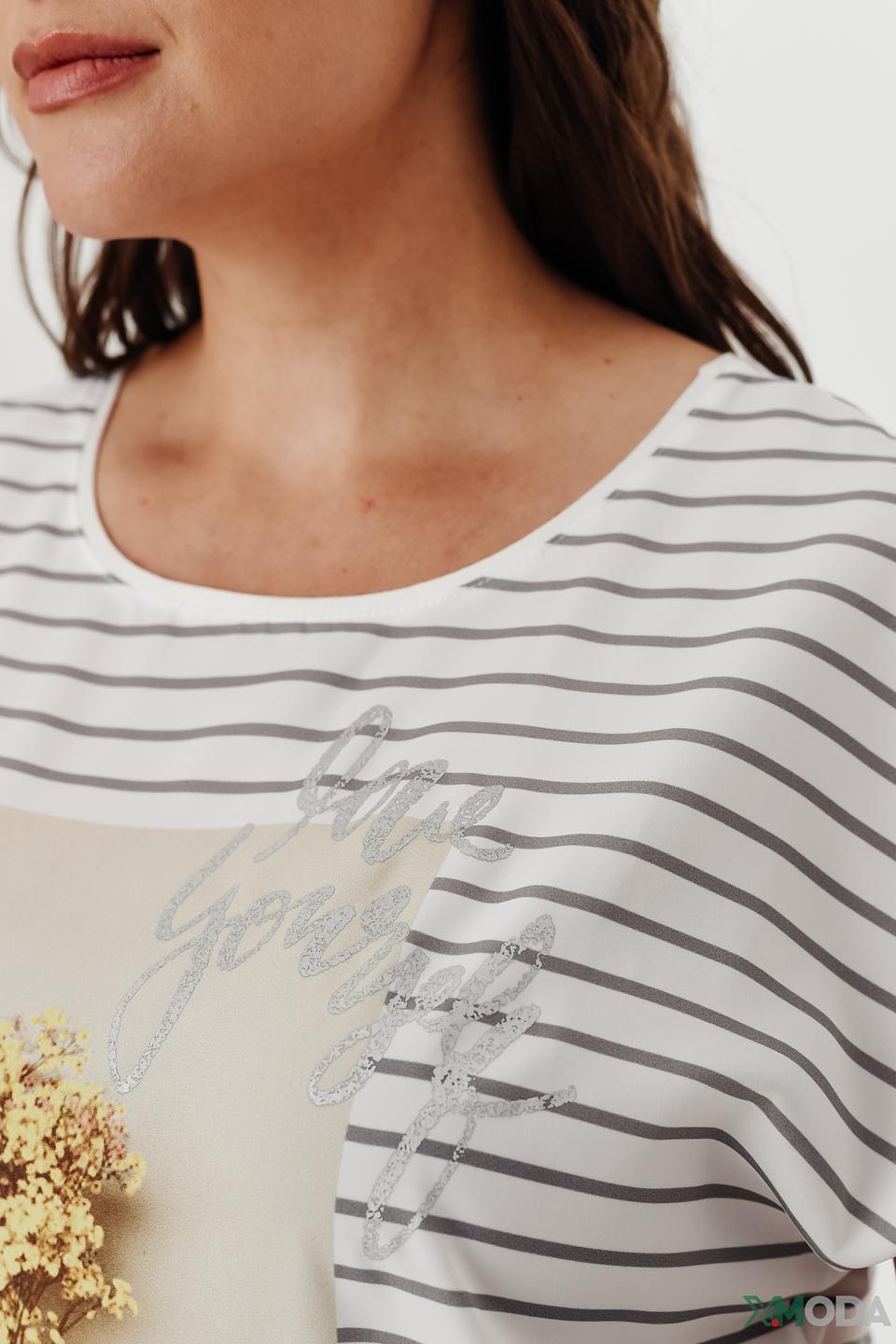 Блуза Bianca в полоску с принтом