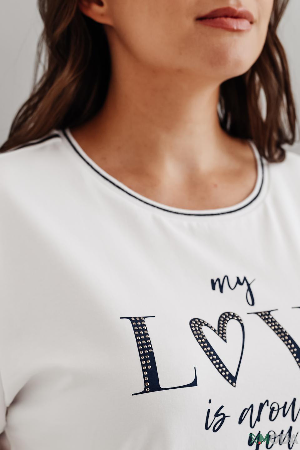 Футболка Frapp с принтом LOVE белый