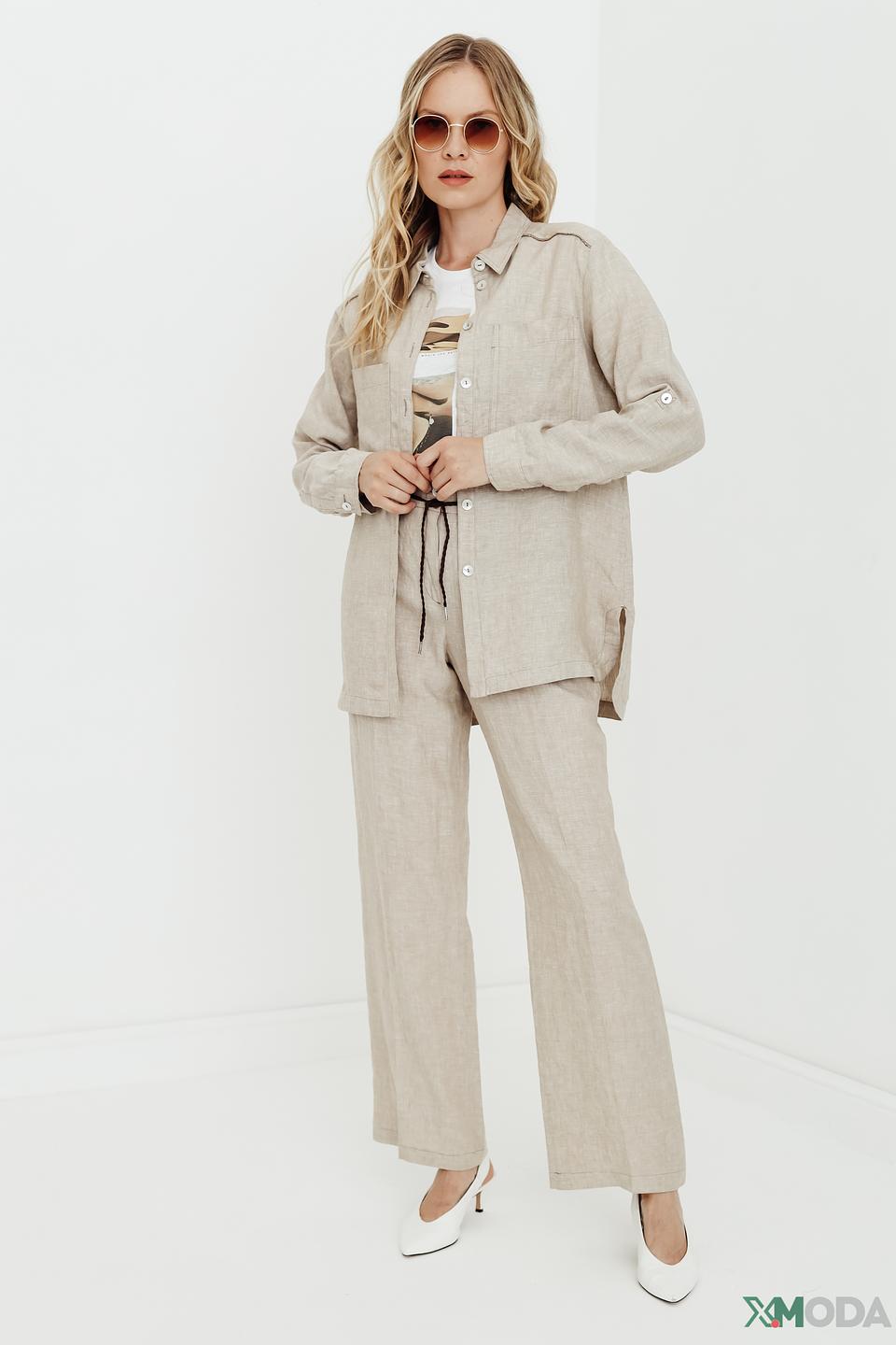 Рубашка Bianca льняная бежевая