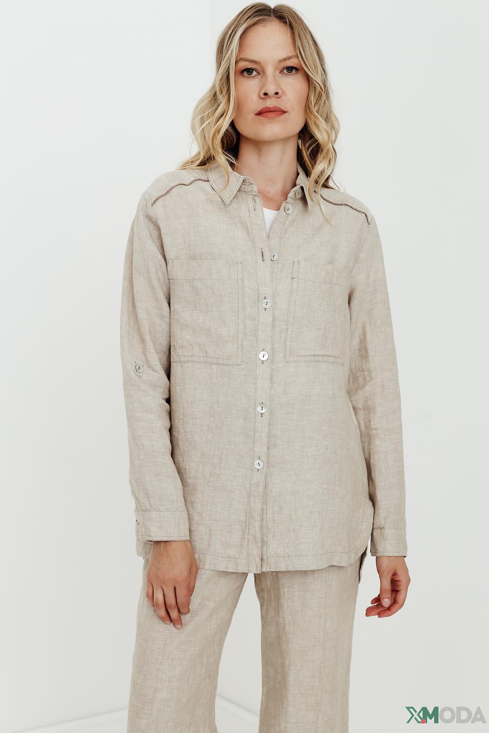 Рубашка Bianca льняная бежевая