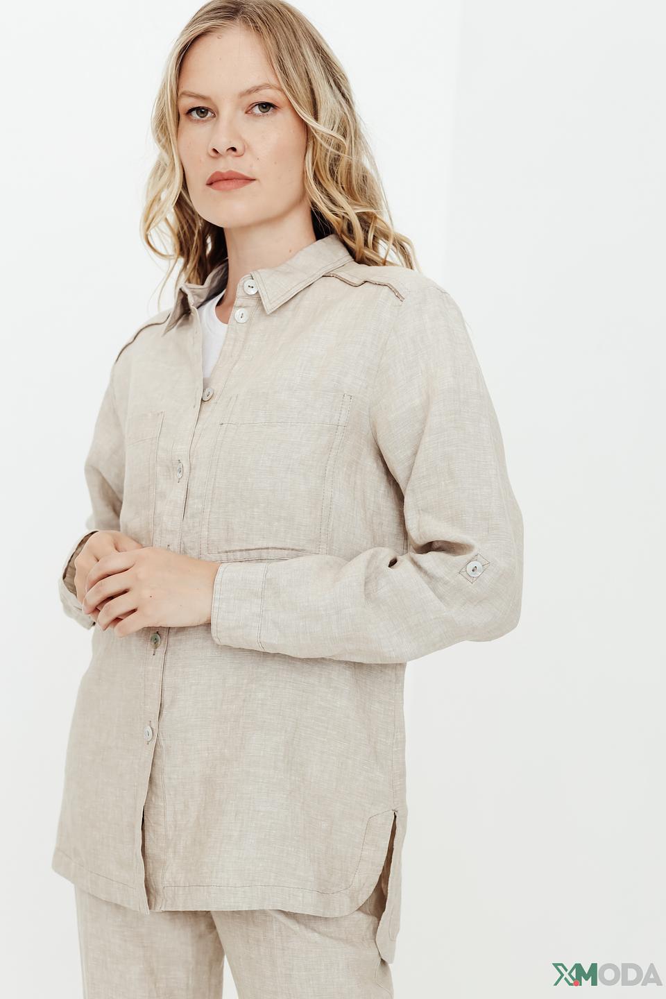 Рубашка Bianca льняная бежевая