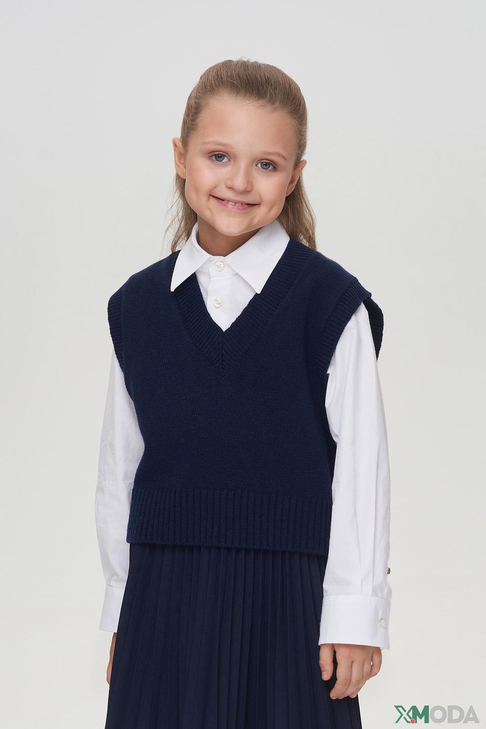 Жилет Choupette дев. вязаный синий