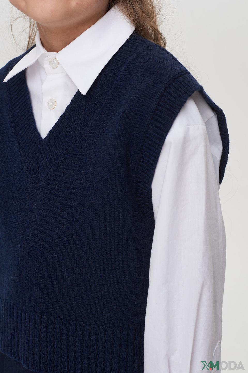 Жилет Choupette дев. вязаный синий