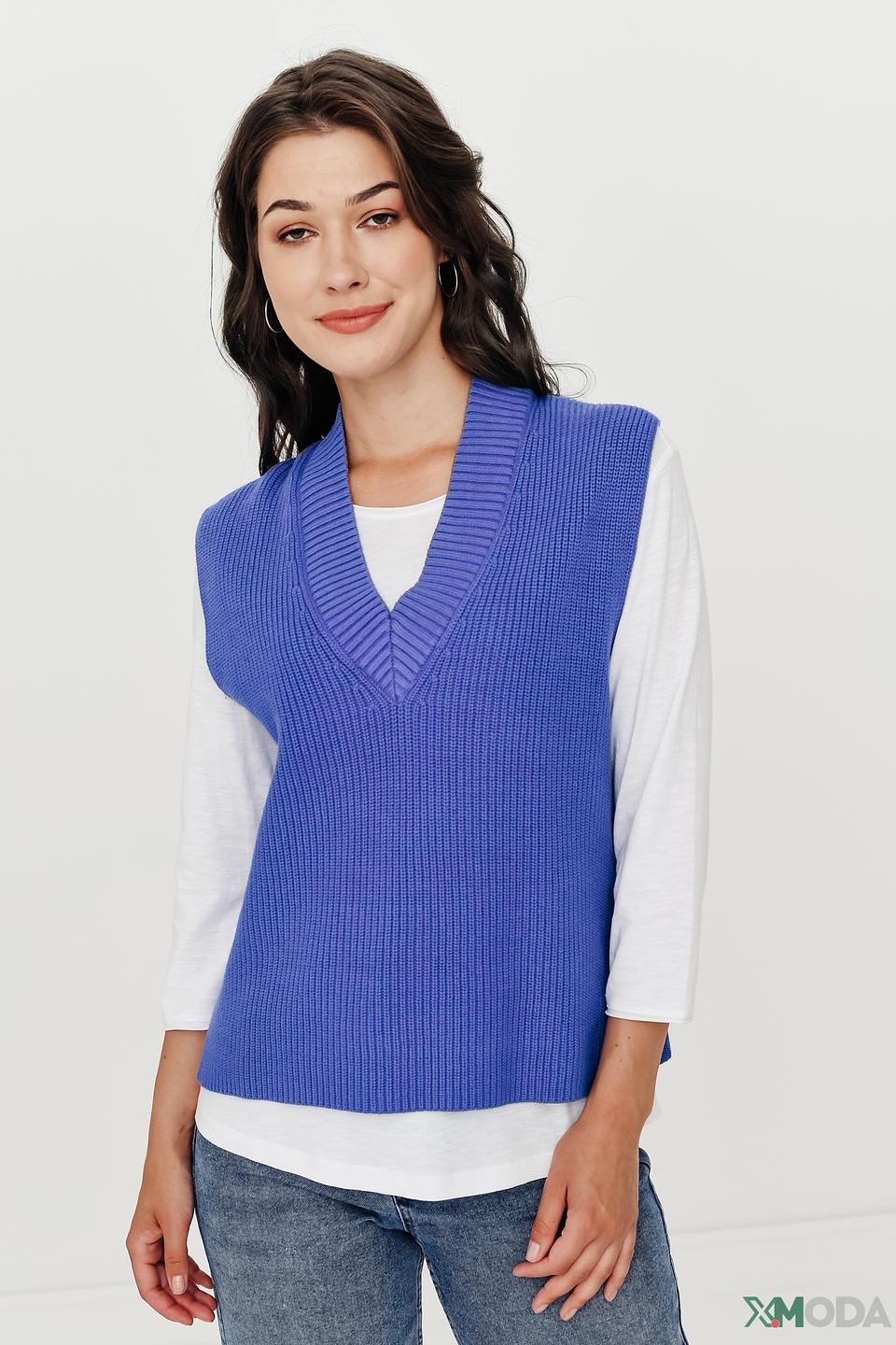 Жилет Bianca вязаный синий