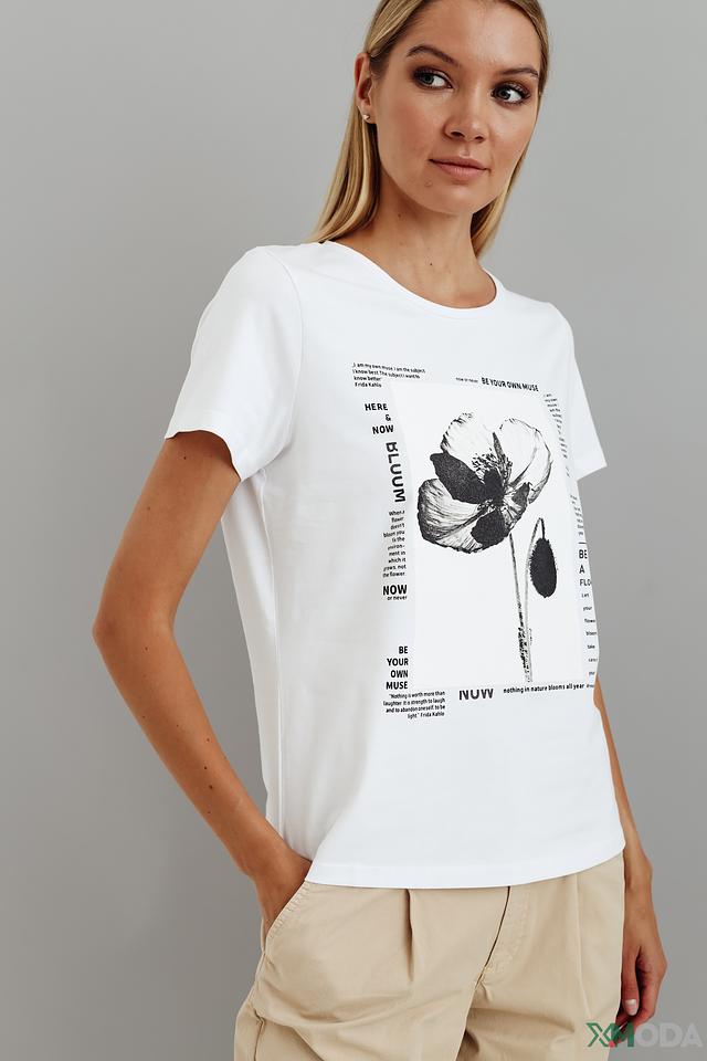 Футболка Taifun с принтом мак белый