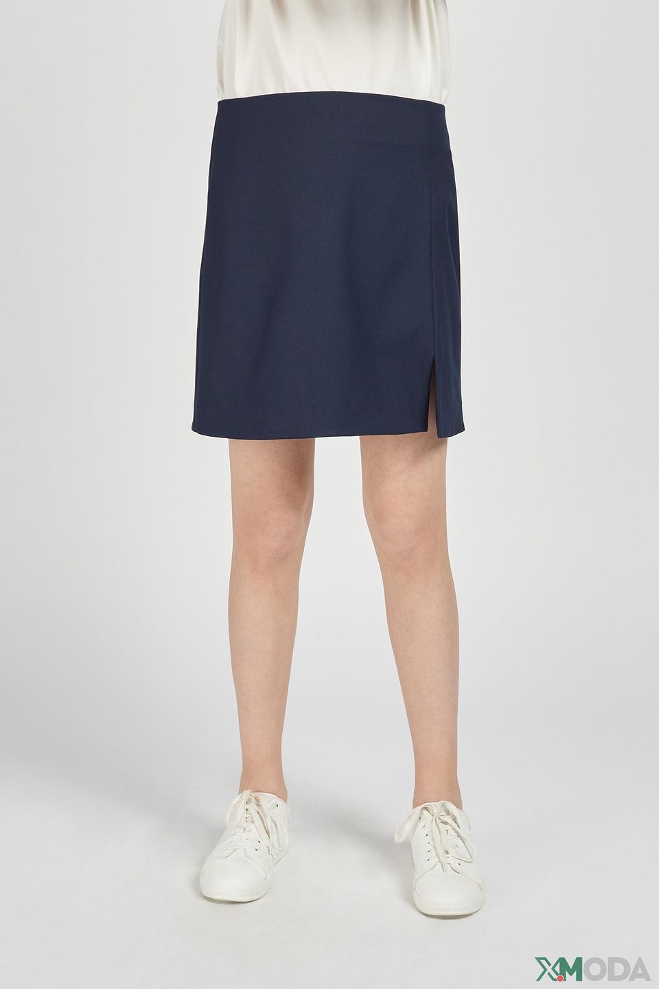 Юбка Choupette тёмно-синяя с разрезом