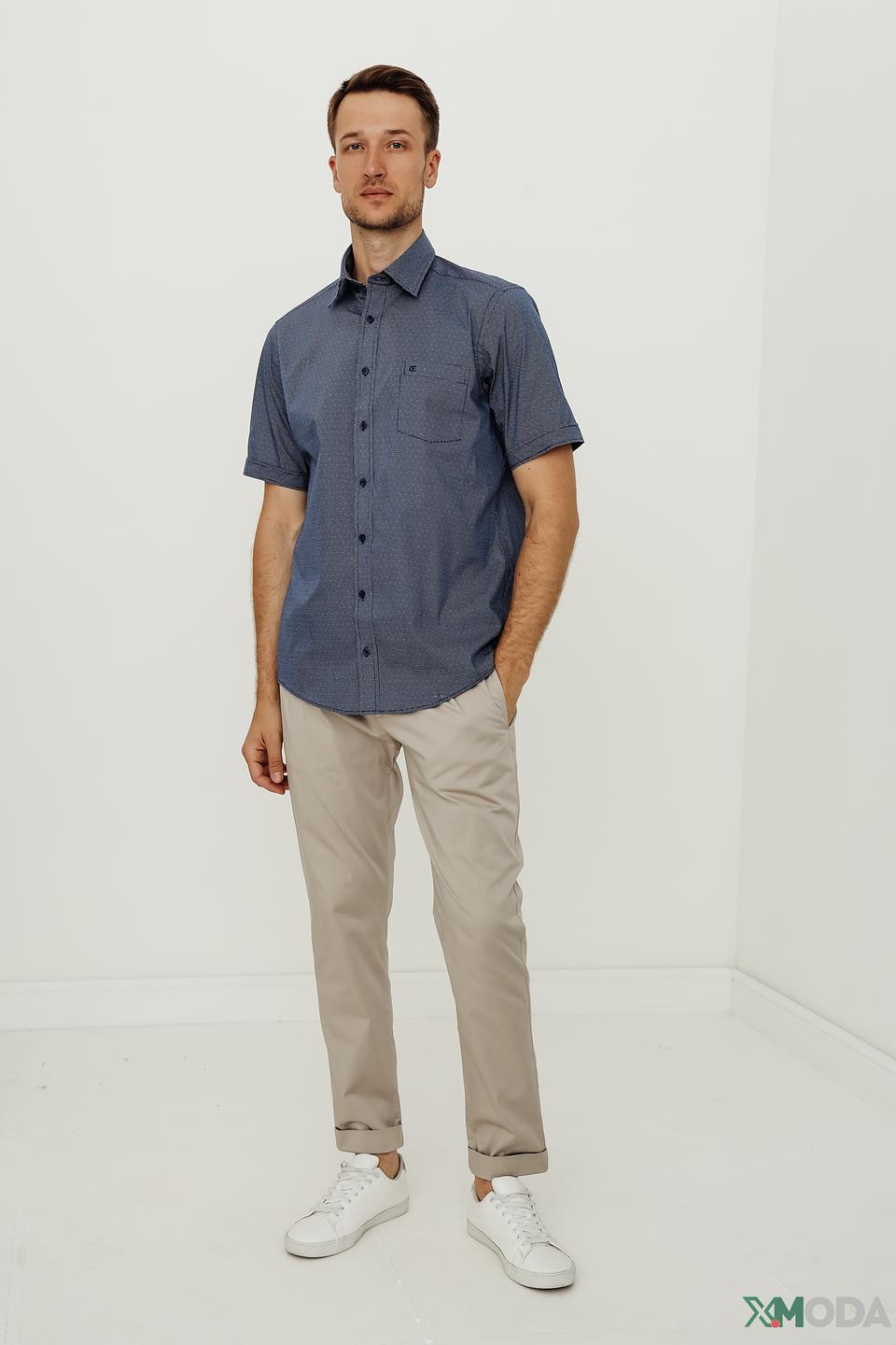 Рубашка кр Casa Moda синяя с принтом