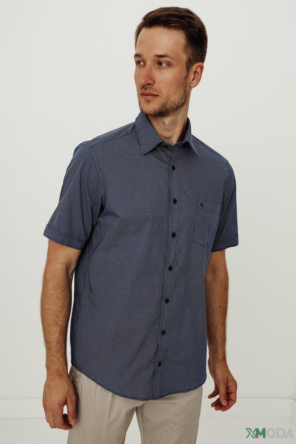 Рубашка кр Casa Moda синяя с принтом