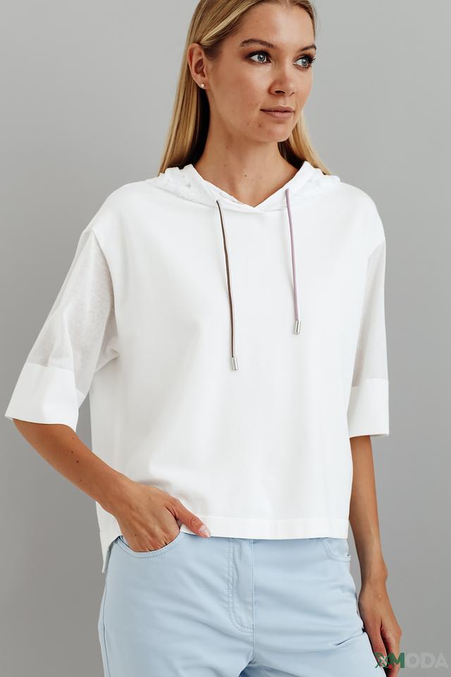 Пуловер Marc Cain с капюшоном белый