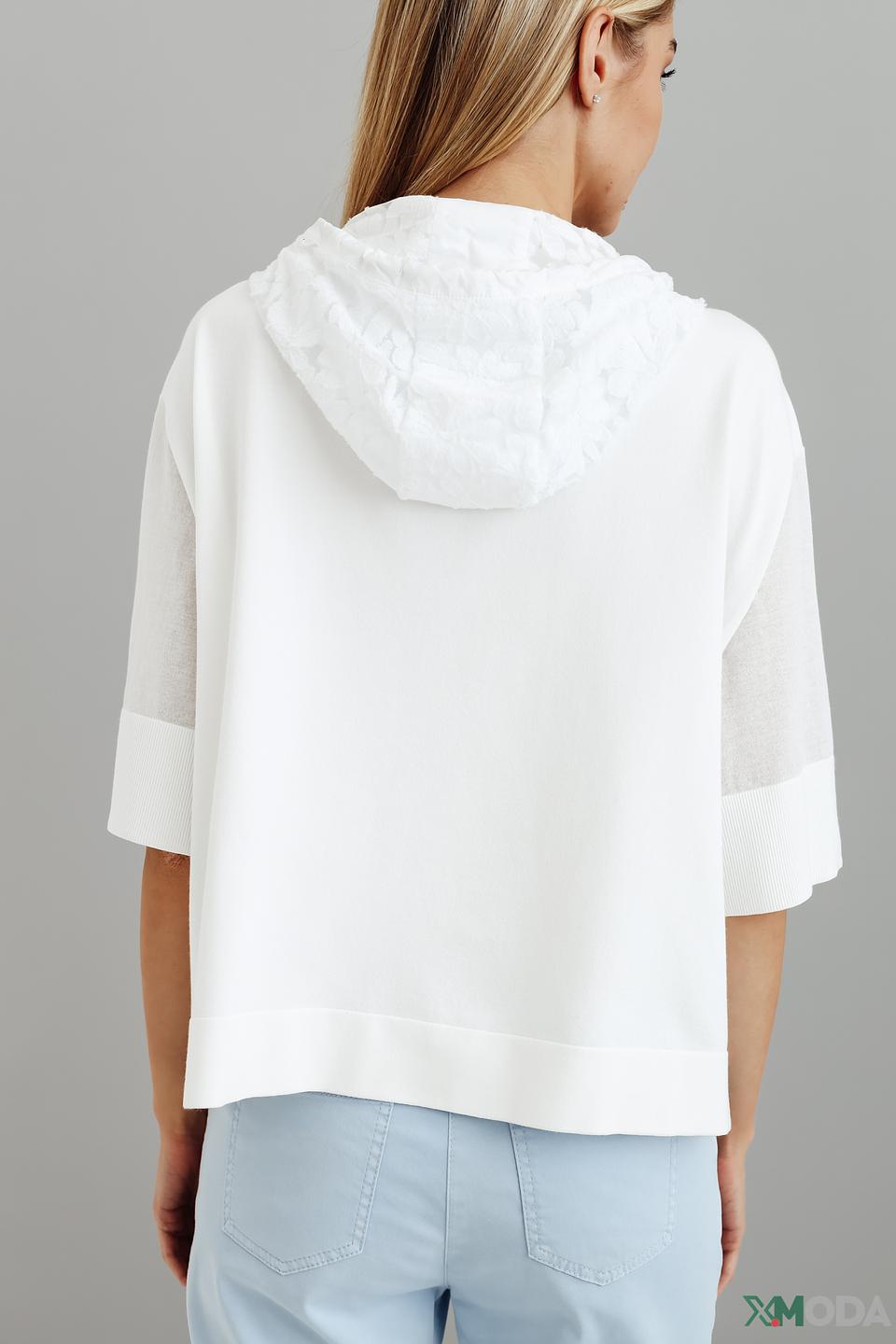 Пуловер Marc Cain с капюшоном белый