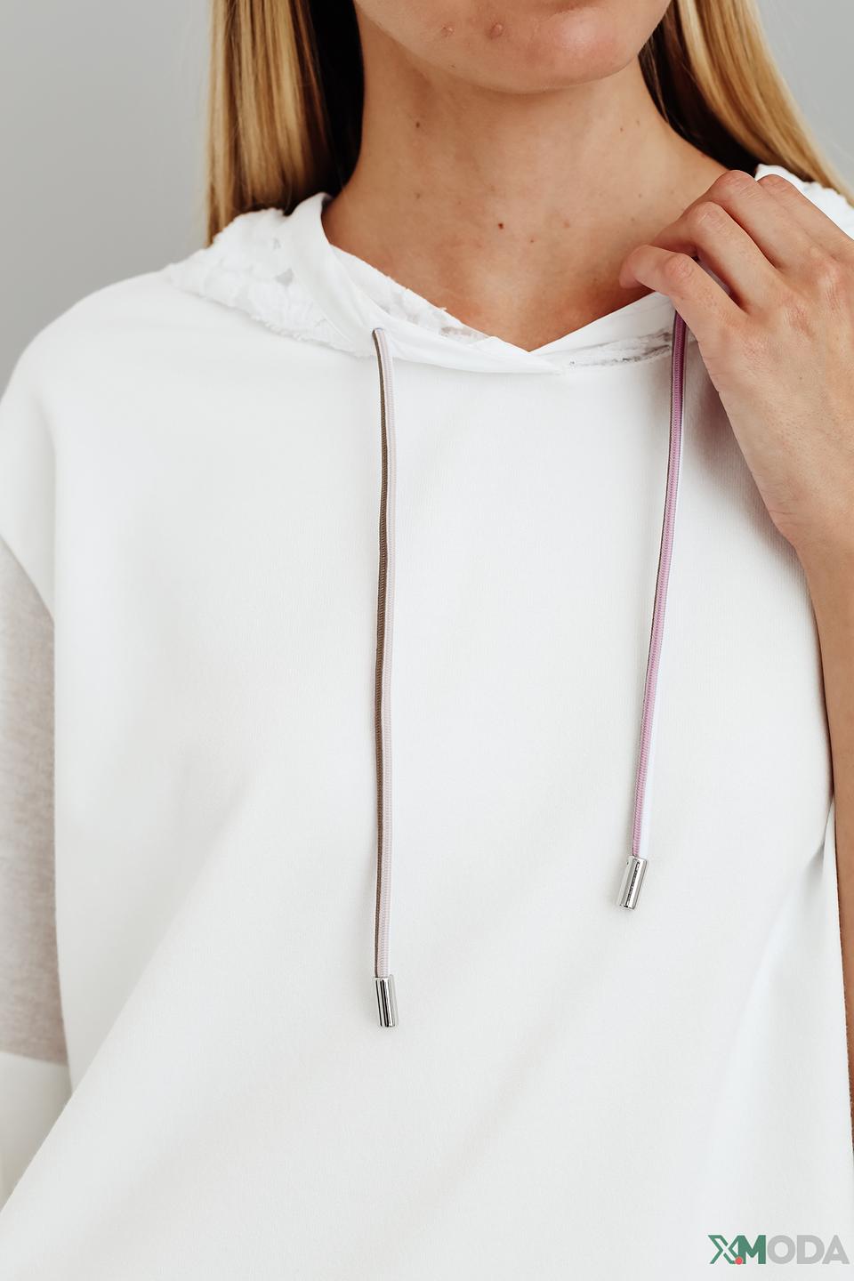 Пуловер Marc Cain с капюшоном белый