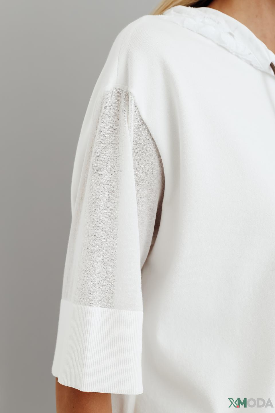 Пуловер Marc Cain с капюшоном белый