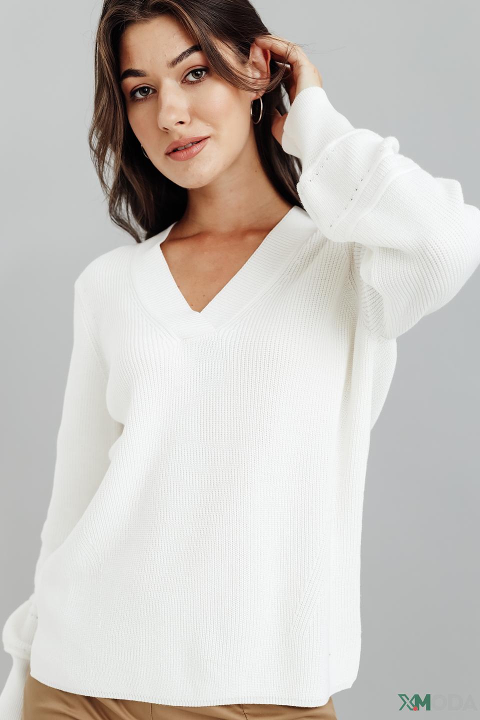 Пуловер Olsen V-образный белый