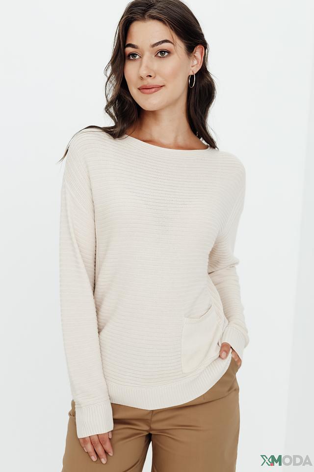 Пуловер Olsen бежевый с карманом