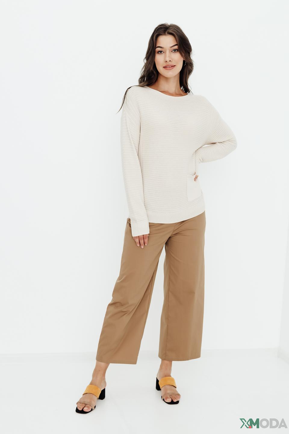 Пуловер Olsen бежевый с карманом