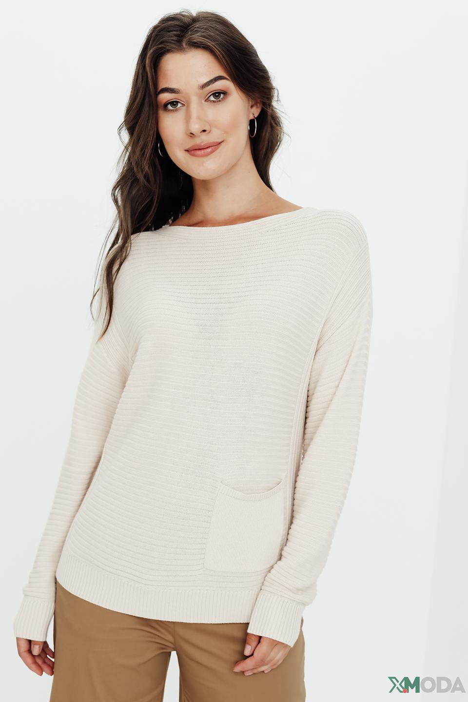 Пуловер Olsen бежевый с карманом