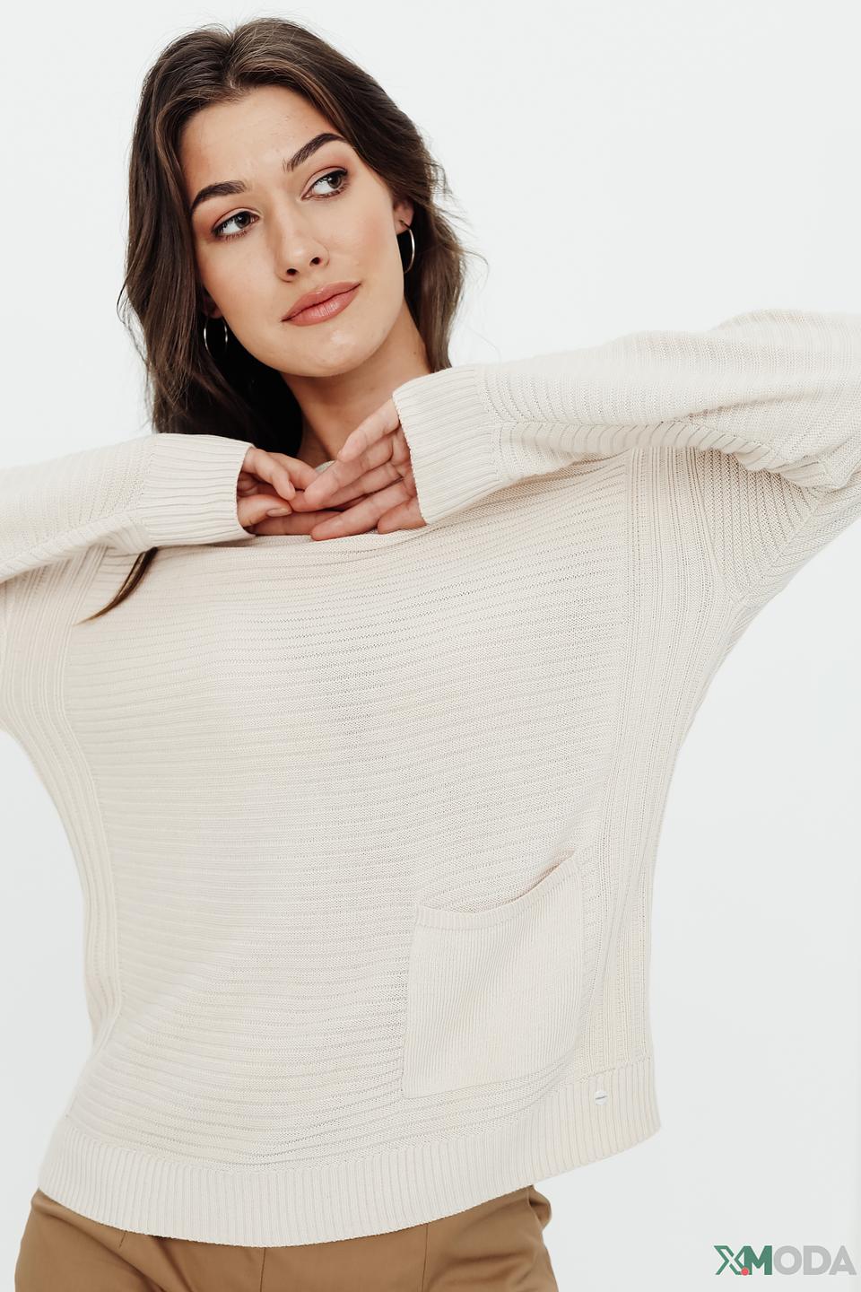 Пуловер Olsen бежевый с карманом