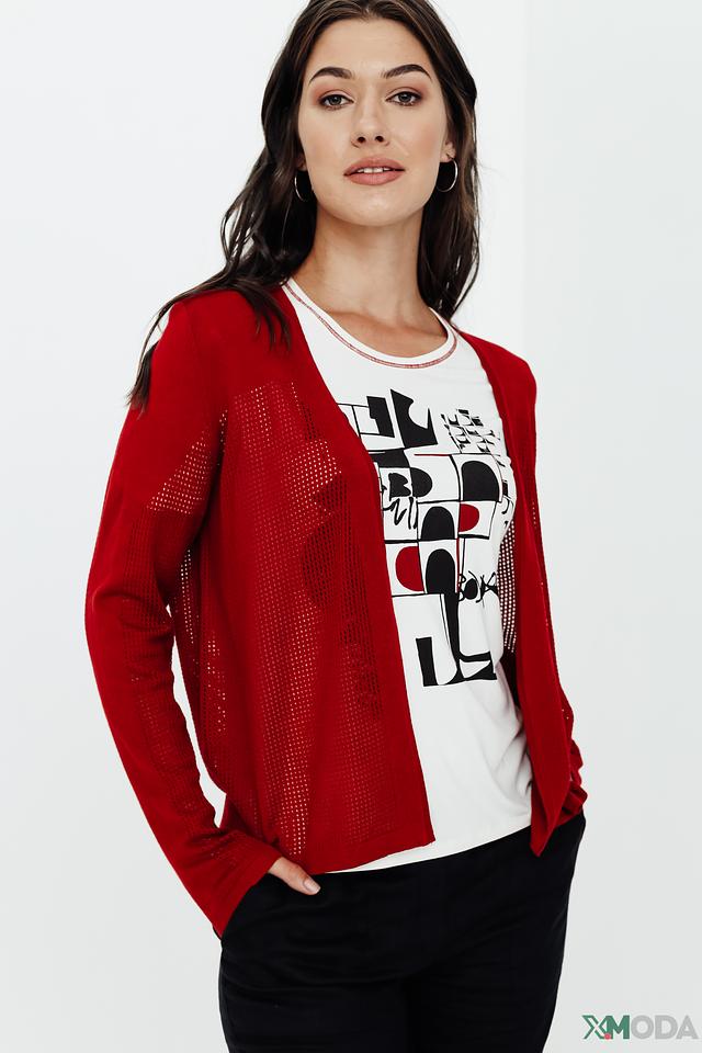 Жакет Lebek ажурный красный