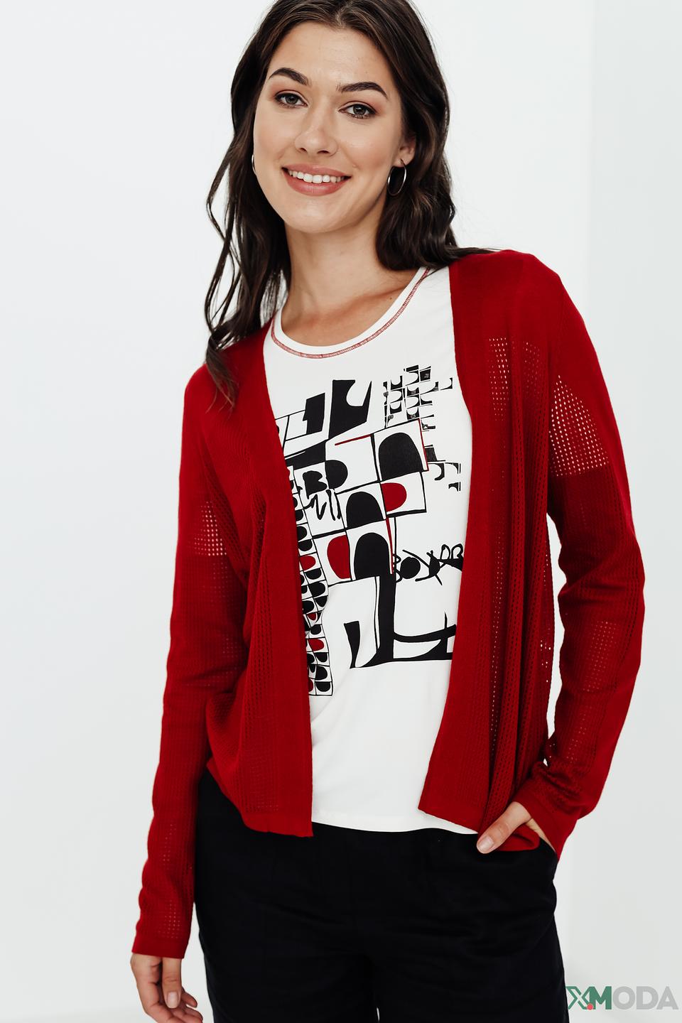 Жакет Lebek ажурный красный