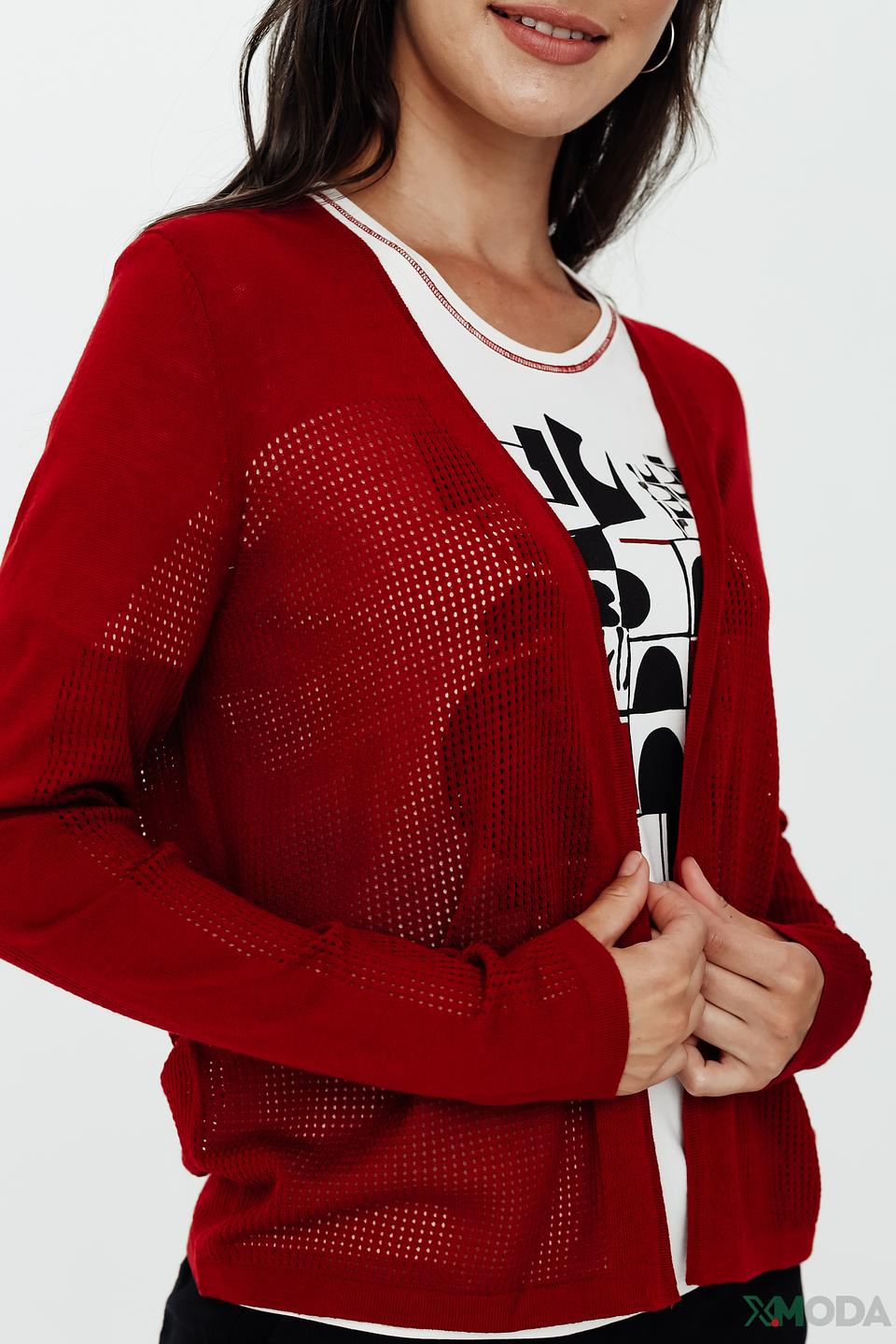 Жакет Lebek ажурный красный