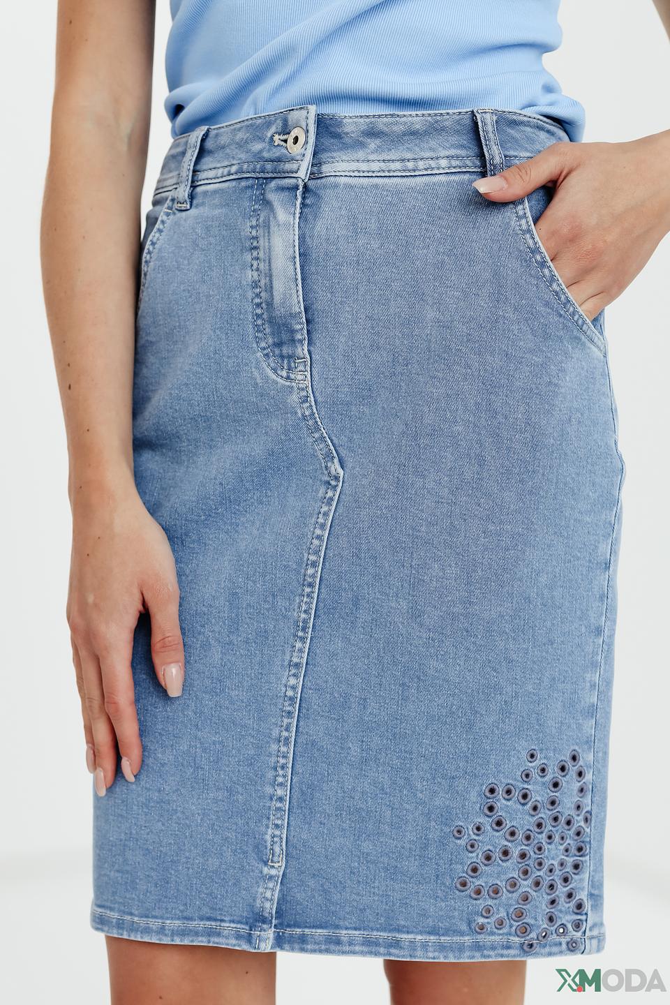 Юбка Taifun деним с вышивкой