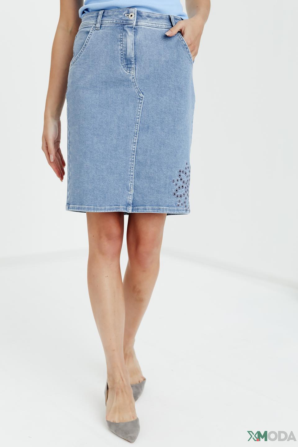 Юбка Taifun деним с вышивкой