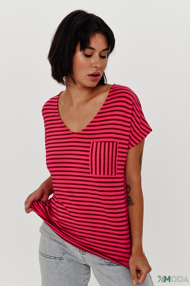 Футболка Oui в полоску малиновая